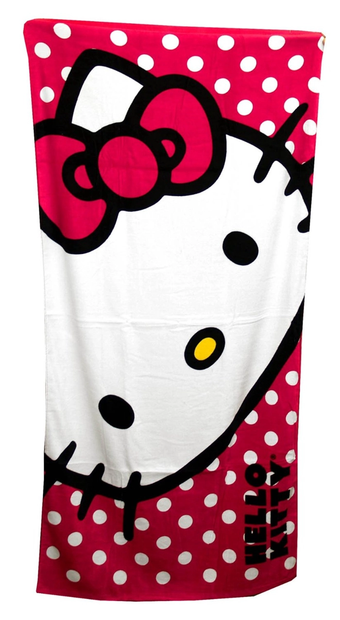 Custom Promotional Velour Reactive Printed Hello Kitty Beach Towel