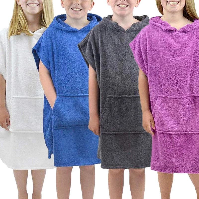 Custom Surf Microfiber Hooded Poncho Beach Towels for Kids Hooded Towel for Teen
