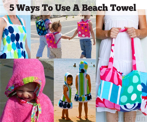 Folding fashionable beach towel bag