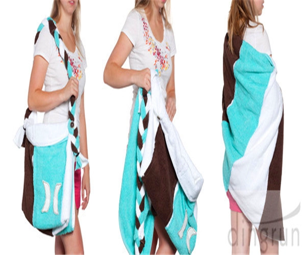 Folding fashionable beach towel bag