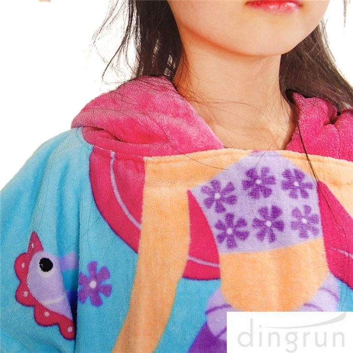 Kids Hooded Poncho Towels Cute Dolphin Beach Pool Bath Towel for Girls & Boys