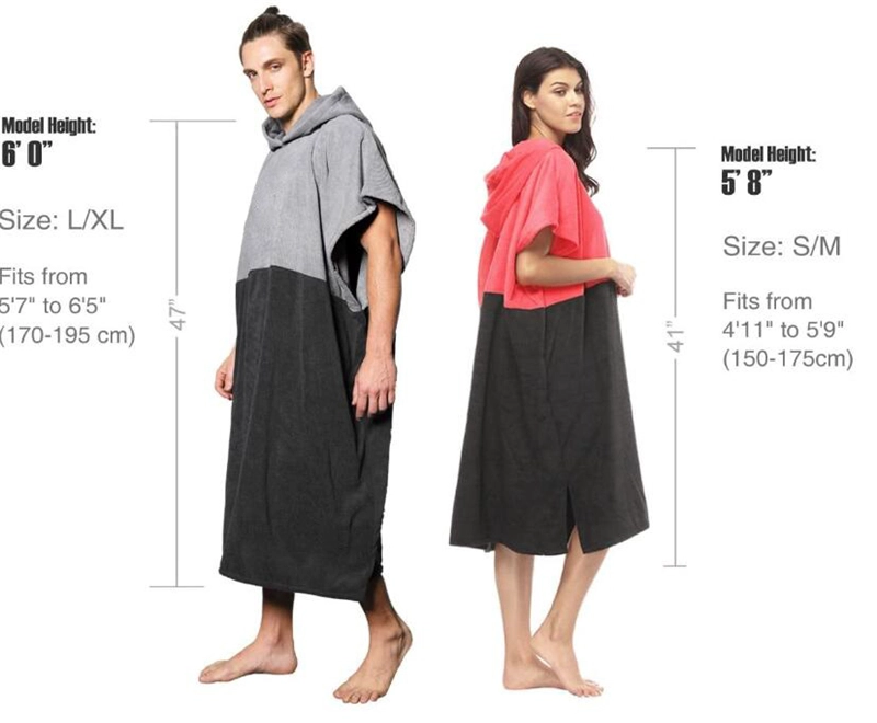 Microfiber Or Cotton Customized Beach Changing Robe Surf Poncho Towel Custom Changing Towel