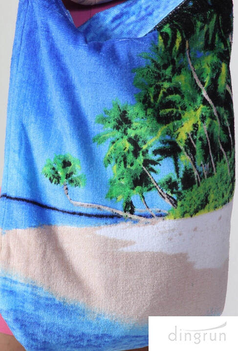 Oem factory china 75x150cm full color printed beach towel bag 2 in 1