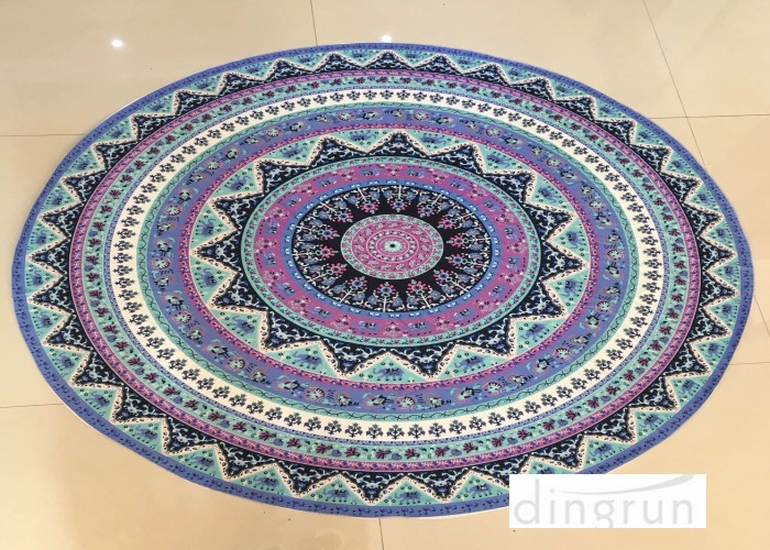 Superior Quality,Soft Velour Reactive Printed Round Beach Towels With tassel