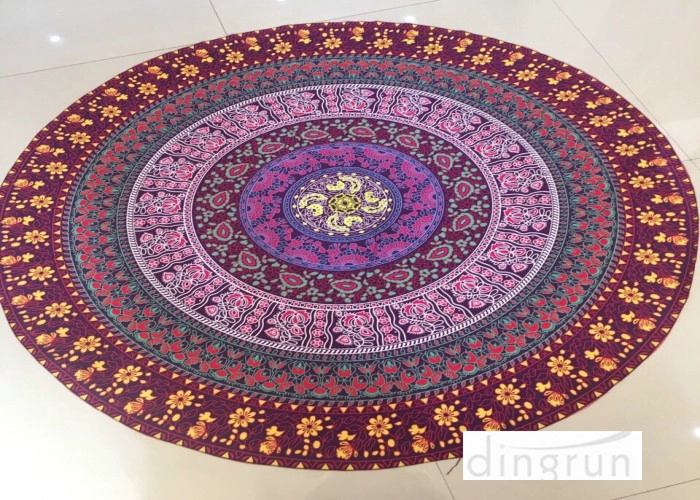 Superior Quality,Soft Velour Reactive Printed Round Beach Towels With tassel