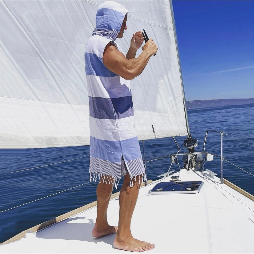 Turkish Cotton Adults Hooded Surf Poncho Towel Changing Robe