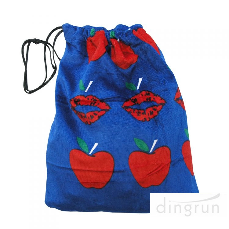 cotton velour reactive printed beach towel bag