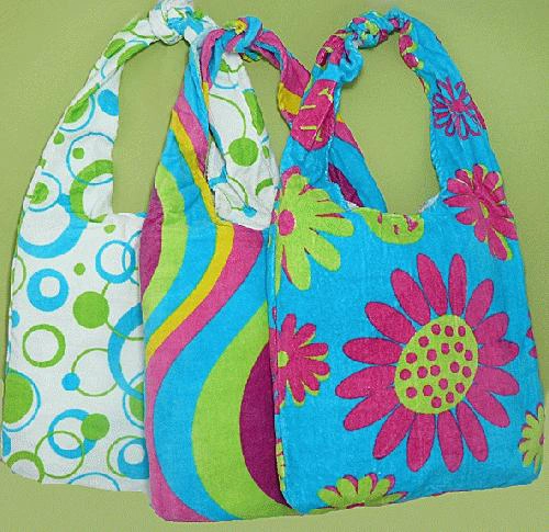 cotton yarn printed beach towel bag