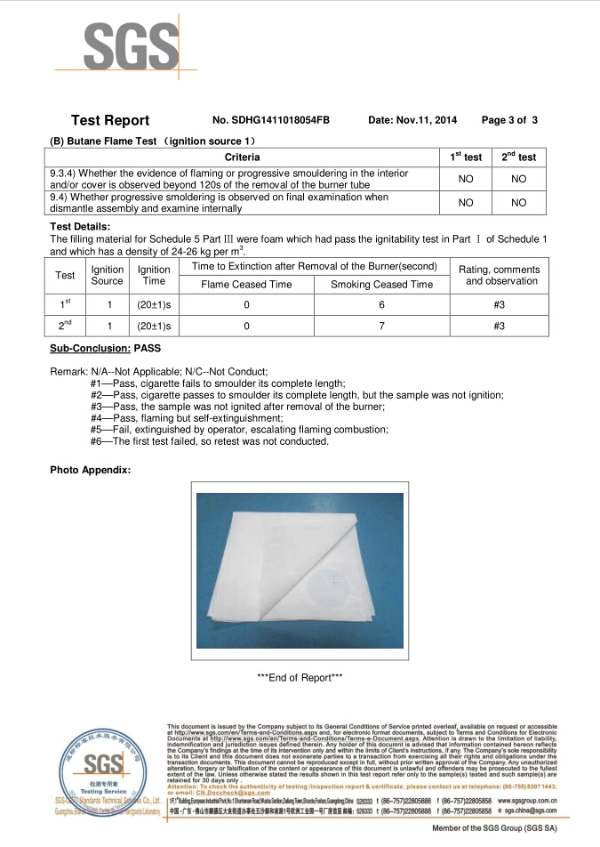 中国 SGS for pp flame-retarded nonwoven - 3 制造商