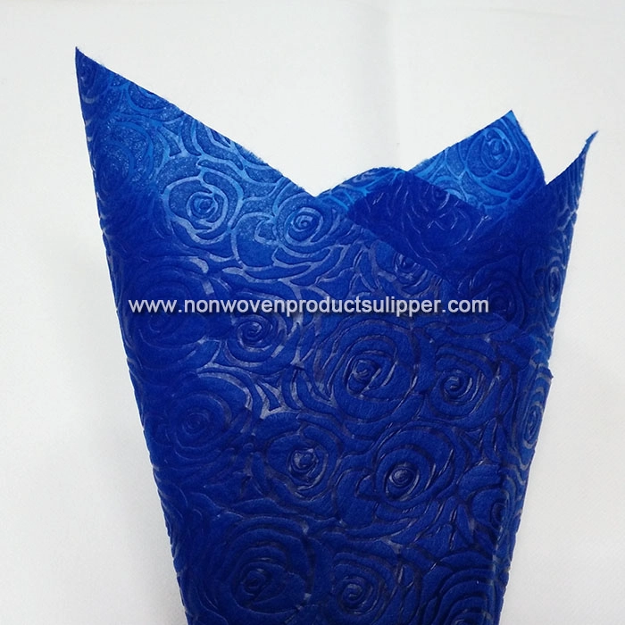 Blue Rose Embossing GTRX-ROBL01 PP Spunbonded Non Woven Flower Bouquet Wrapping Paper