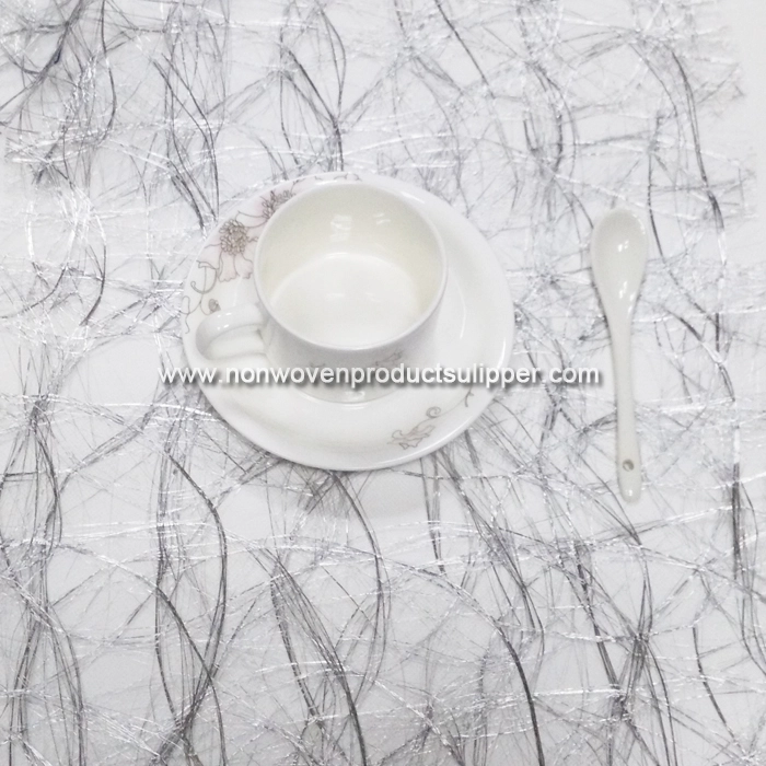 GTDL1001-B Silver Color Floss Non Woven Fabric For Dinner Coffee Table Plate Mat