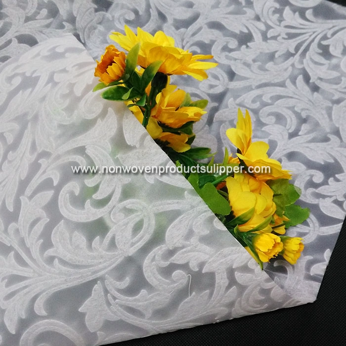 White Leaf Embossing GTRX-LEWH01 PP Spunbonded Non Woven Wrapping Paper For Flowers
