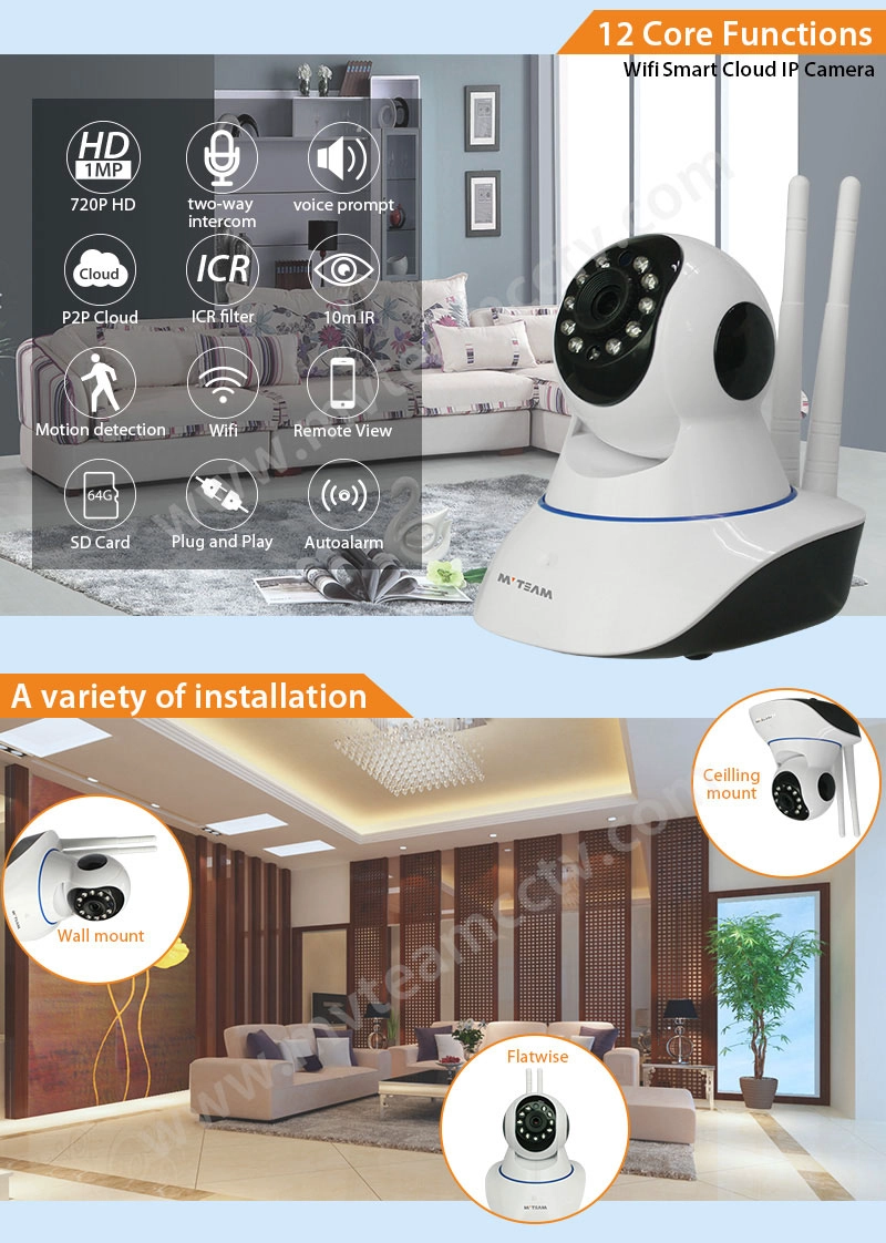 10m IR 720P Wifi Home Camera Wireless Surveillance Camera for Baby /Elder/ Pet/Nanny (H100-D6)