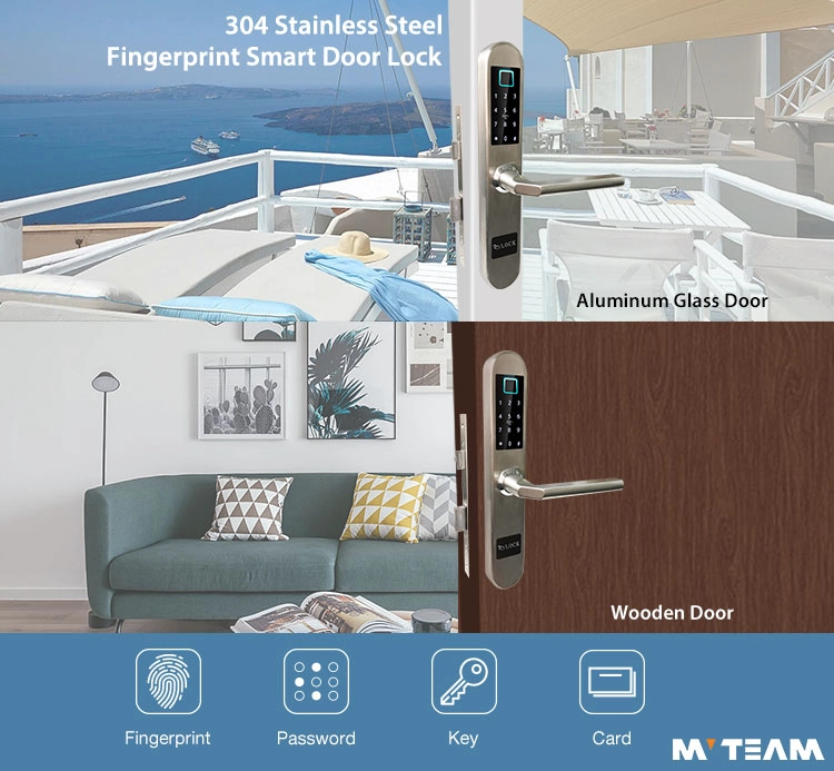 Home Hotel Intelligence Biometric Fingerprint Smart Door Lock System Wholesale Price Use Finger/Card/Code/Key To Open The Door