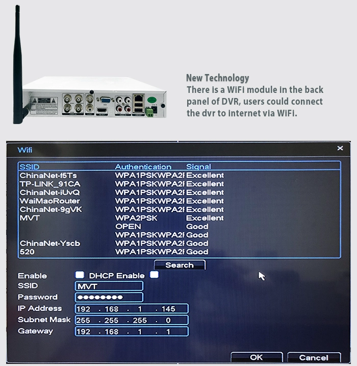 New Technology 1080N 960*1080 4CH IP AHD TVI CVI Hybrid WiFi DVR