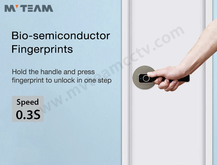Simple Design And Easy Install Smart Door Handle Lock Chargeable Biometric Fingerprint Lock With Small Body