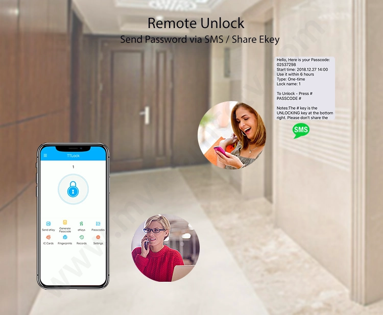 Remote SMS APP WiFi Bluetooth Phone Control Smart Lock Keyless Card Code Fingerprint Door Lock For Home, Office, Hotel, Airbnb, Villa