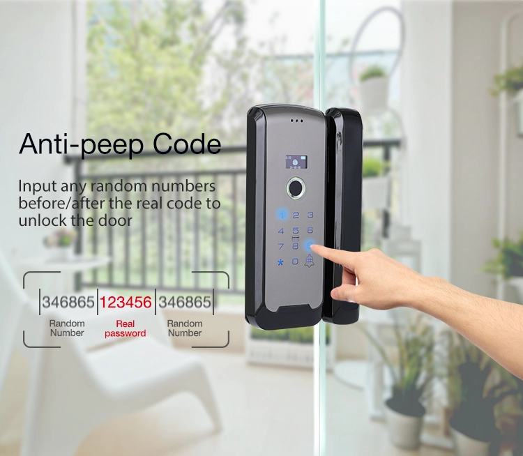 Fingerprint Smart Glass Door Lock Swipe Card Digital Biometric Frameless Glass Door Electric Bolt Lock For Office, Store, House