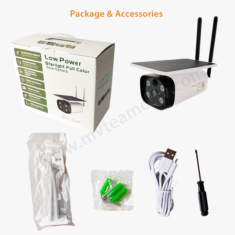 Wireless PIR Starlight 4G Solar Camera Waterproof IP67 Solar Powered Battery Security Camera Support LTE GSM SIM Card
