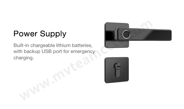 MVTEAM Split Design Smart Door Lock Intelligent Home Security Door Handle Fingerprint Lock With Mechanical Key
