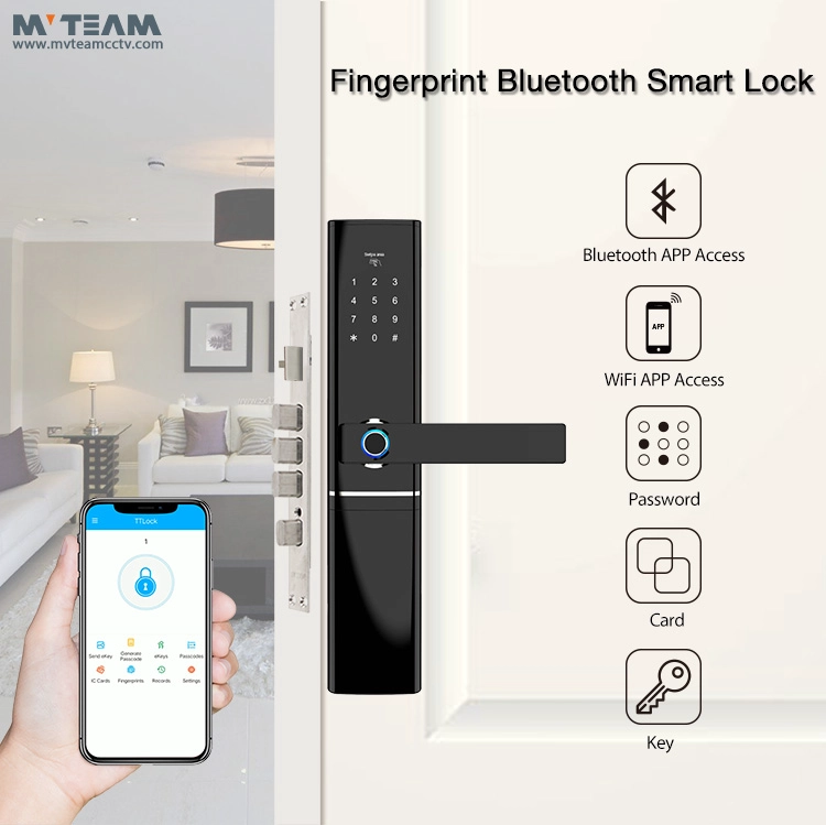 Remote SMS APP WiFi Bluetooth Phone Control Smart Lock Keyless Card Code Fingerprint Door Lock For Home, Office, Hotel, Airbnb, Villa 