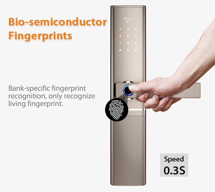 Villa Home Office Airbnb Rental House Keyless Digital Smart Door Lock Handle With Fingerprint, APP, Bluetooth Unlock