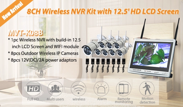 New Arrival! 12.5' HD LCD 4CH 8CH 720P Wifi NVR Kit