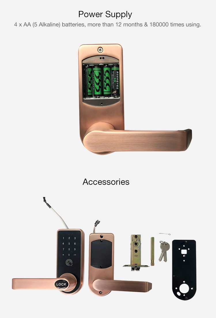 Hidden Key Hole Biometric Fingerprint Smart Door Handle Lock For Bedroom, Home, Office