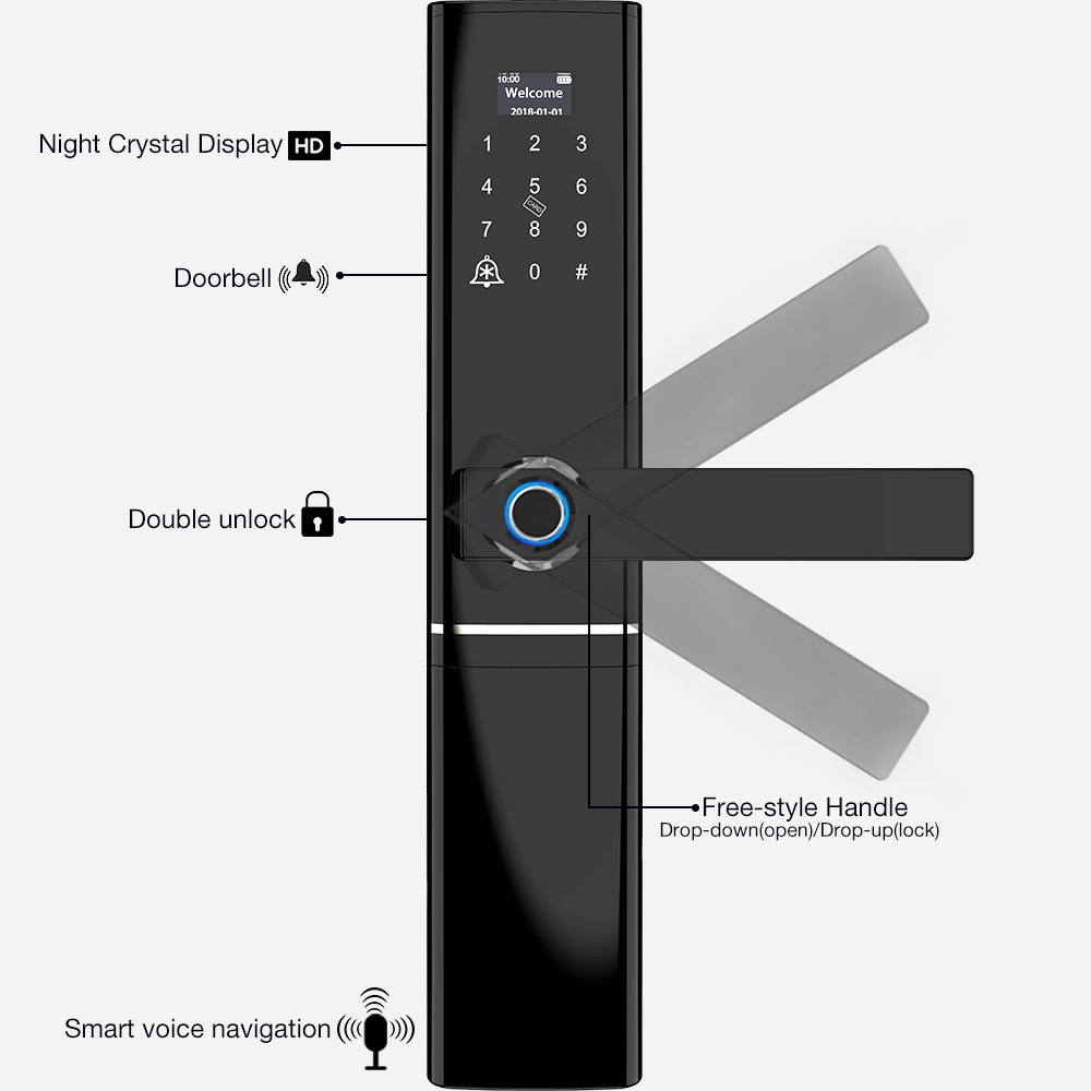 Entry Door Lockset with Deadbolt Residential Entry Electronic Smart Fingerprint Door Lock