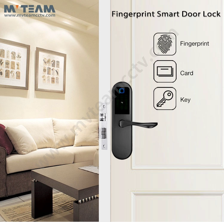 Electronic Key Free Bedroom Handle Lock Fingerprint Bio Intelligent Digital Door Locks For Wooden, Metal, Composite Doors
