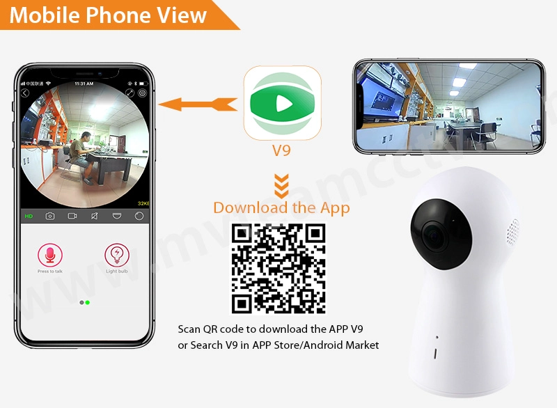 H.264 1080P 2MP WiFi 720 Degrees Panorama VR Camera with 2pcs Fisheye Lens