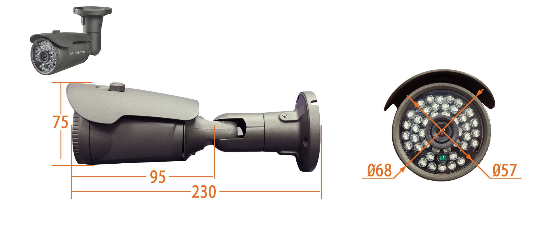 720P Outdoor Waterproof Hybrid AHD Camera with TVI CVI AHD CVBS MVT-TAH30