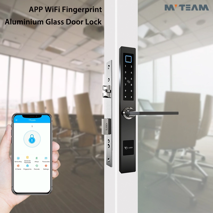 Slim Smart Lock For Aluminum Glass Door TTLock APP Smartphone Control WiFi Wireless Remote Fingerprint Door Lock