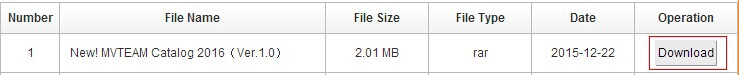 mvteam 2016 new catalog download
