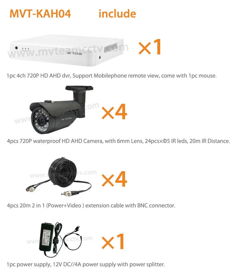 4CH Bullet AHD CCTV System MVT KAH04