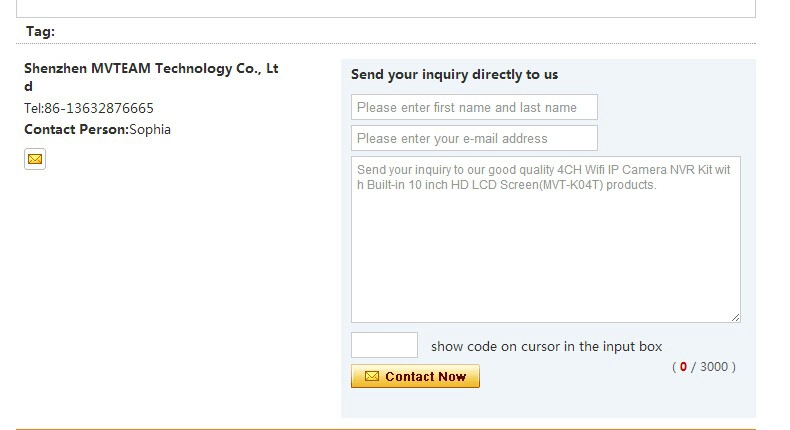 send inquiry to mvteam