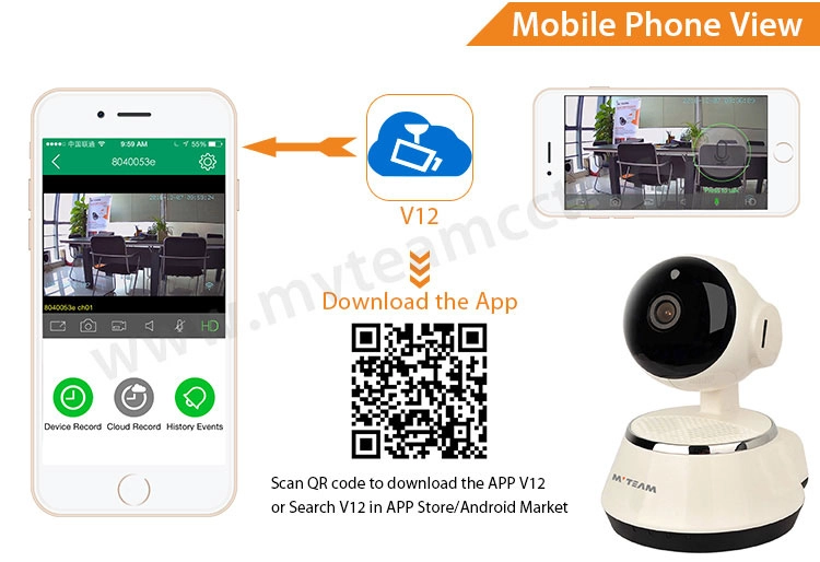Plug and Play Two-way intercom P/T 720P Wifi Smart Cloud IP Camera(H100-Q6)