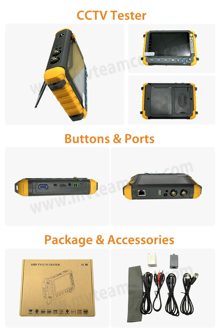 HD CCTV Tester Monitor 5MP 4MP 3MP AHD TVI CVI Camera Video Tester with 5 inch LCD Screen