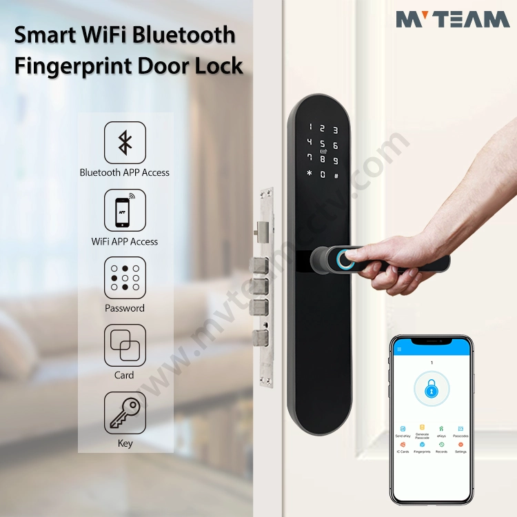 2020 OEM Anti Theft Hotel Цифровой Замок Безопасный WiFi APP Отпечатков Пальцев Коммерческий Биометрический Замок Передней Двери С Ручкой Push или Pull