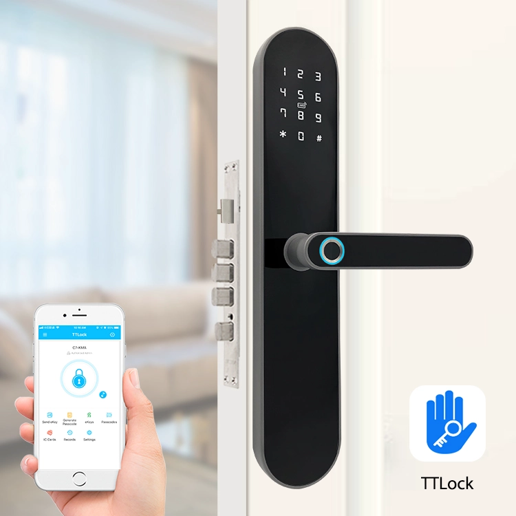 中国 中国工場価格指紋スマートドアロックデジタルM1カードWiFi APP BluetoothスマートホームホテルWiFiドアロックシステム メーカー