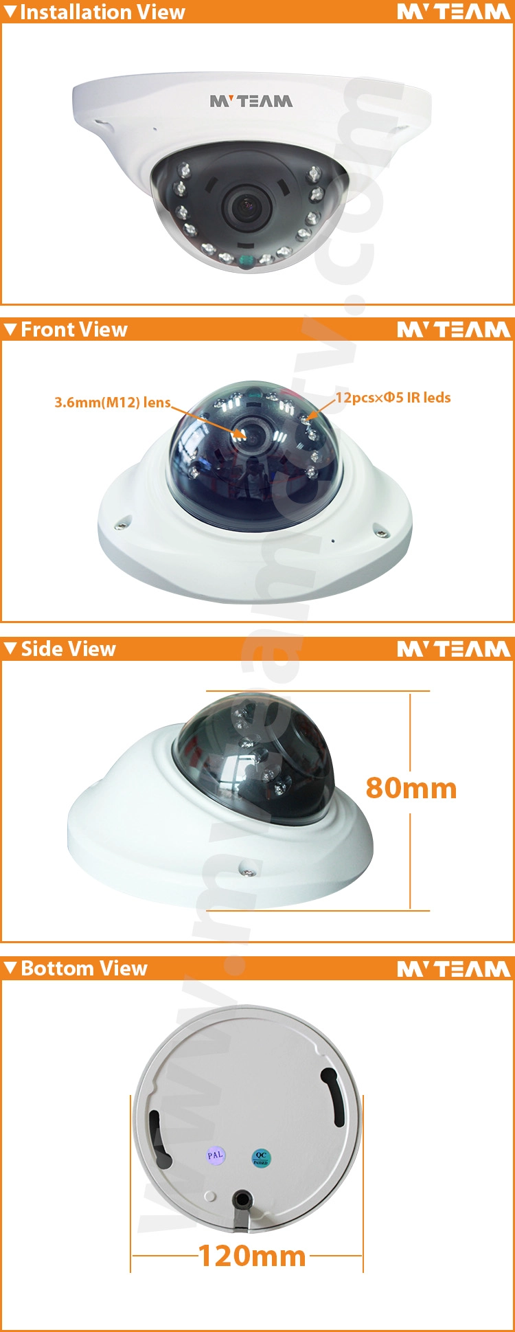 金属外壳天花板安装3MP AHD迷你半球摄像机(MVT-AH35F)