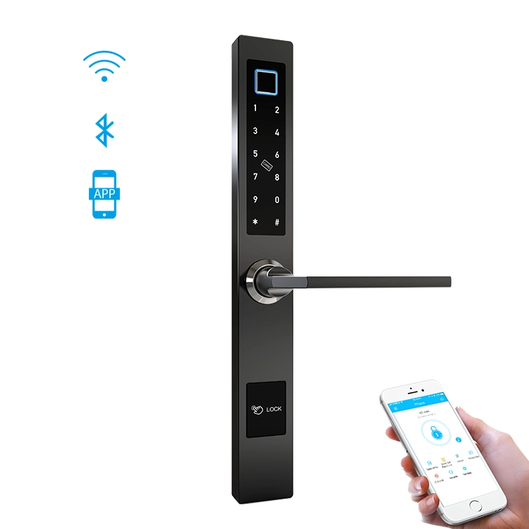 中国 铝合金玻璃门的超薄​​智能锁TTLock APP智能手机控制WiFi无线远程指纹门锁 制造商