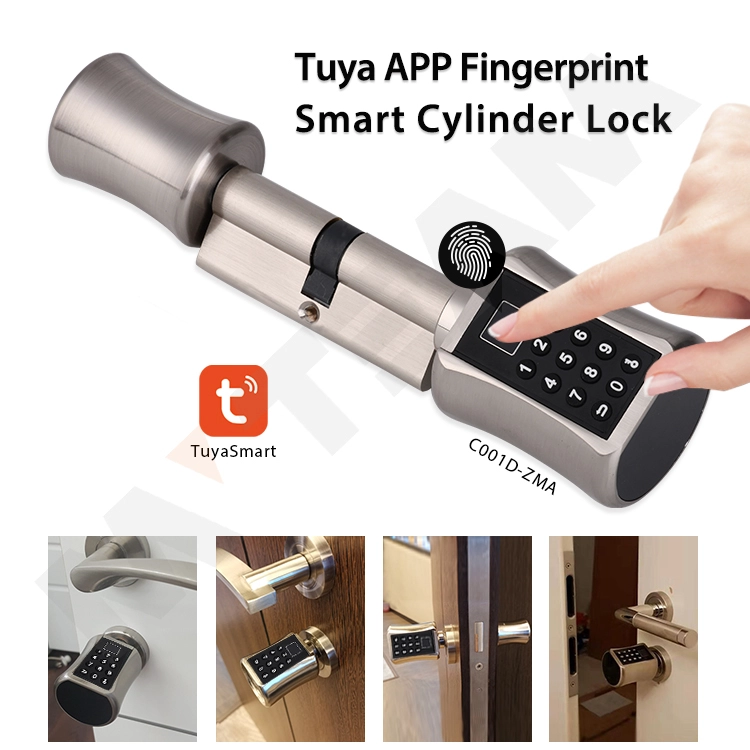 Tuya APP Bluetooth Intelligent Serrure À Cylindre Alimenté Par Batterie Clavier Code D'empreintes Digitales Sans Clé Internet À Distance Serrure Coffre-fort Pour La Maison