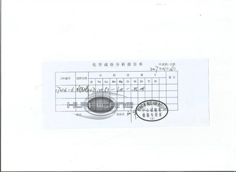 Hurricane piston 4032 material test report