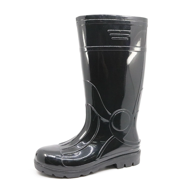 China 107-3 black glitter pvc rain boots for work manufacturer 107-3 black glitter pvc rain boots for work