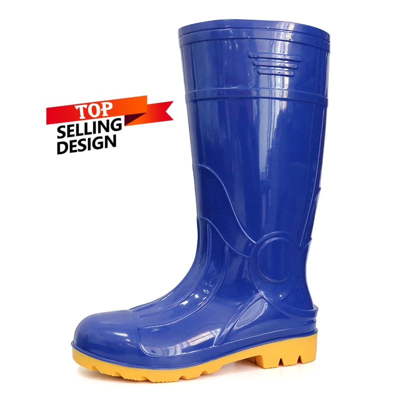 China 107-BY waterproof oil slip resistant steel toe cap glitter safety rain boot manufacturer 107-BY waterproof oil slip resistant steel toe cap glitter safety rain boot
