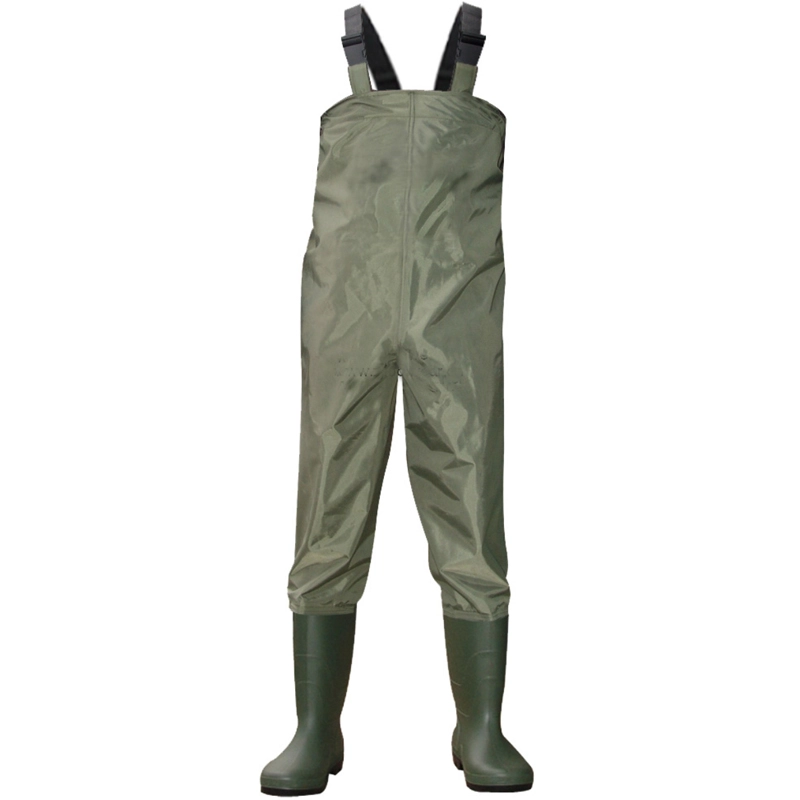 China CW001 Water proof polyester PVC fishing chest waders with PVC boots manufacturer CW001 Water proof polyester PVC fishing chest waders with PVC boots
