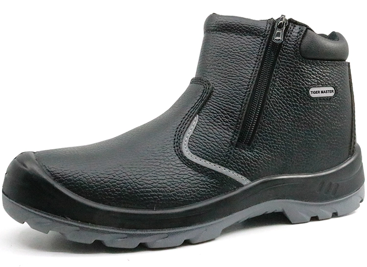 China SJ0198 schwarz geprägtes Leder Stahlkappe Sicherheitsschuhe ohne Spitze Hersteller SJ0198 schwarz geprägtes Leder Stahlkappe Sicherheitsschuhe ohne Spitze