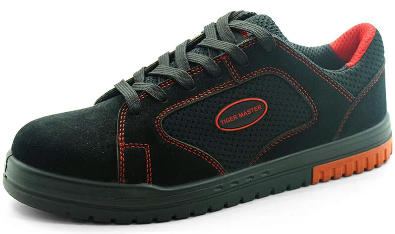 SMR09 Zapatos de seguridad deportivos con punta de fibra de vidrio libre de metal de gamuza negra para el trabajo