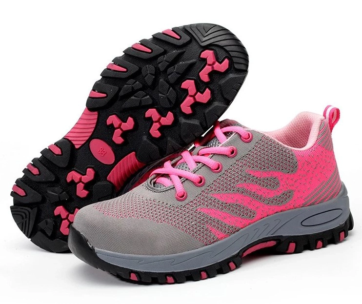 China SP012 rubber sole flyknit steel toe sport type women safety shoe manufacturer